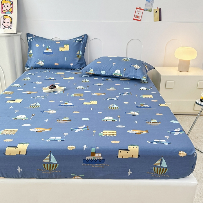 91家纺网 家纺一手货源 找家纺 帛织澜家纺 2025新款喷气12868系列纯棉印花单床笠 玩具乐园