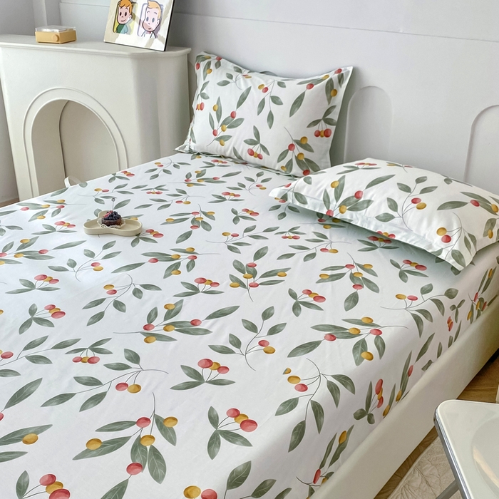 91家纺网 家纺一手货源 找家纺 帛织澜家纺 2026新款喷气12868系列纯棉印花单床笠 花果