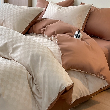 91家纺网 家纺一手货源 找家纺 （总）蓝邻家纺 2024新款全棉60s贡缎提花轻奢四件套系列