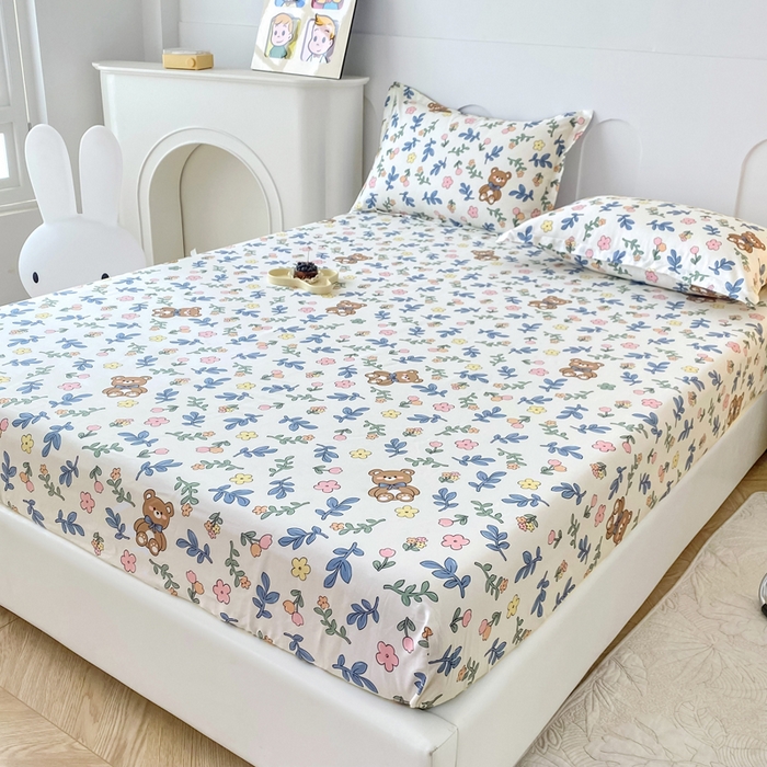 91家纺网 家纺一手货源 找家纺 帛织澜家纺 2026新款喷气12868系列纯棉印花单床笠 倍暖初妆