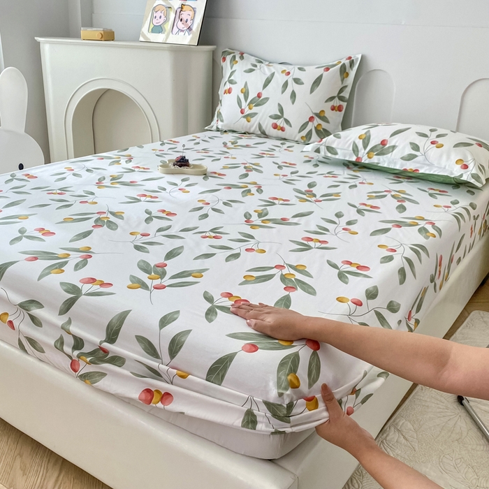 91家纺网 家纺一手货源 找家纺 帛织澜家纺 2026新款喷气12868系列纯棉印花单床笠 花果