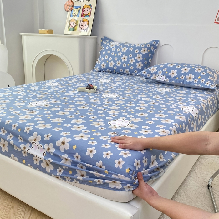 91家纺网 家纺一手货源 找家纺 帛织澜家纺 2025新款喷气12868系列纯棉印花单床笠 洛可可