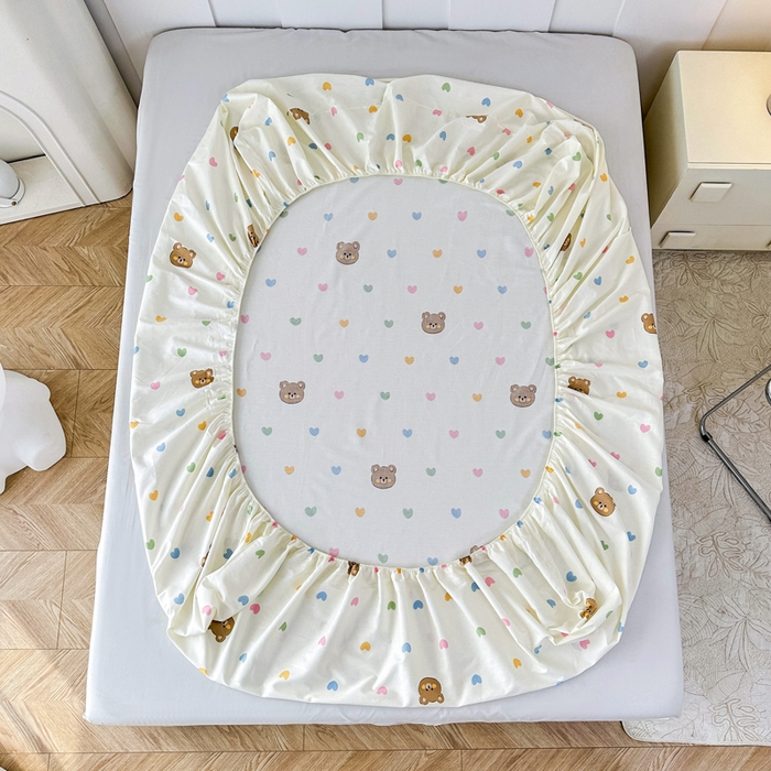 91家纺网 家纺一手货源 找家纺 帛织澜家纺 2025新款喷气12868系列纯棉印花单床笠 米洛熊