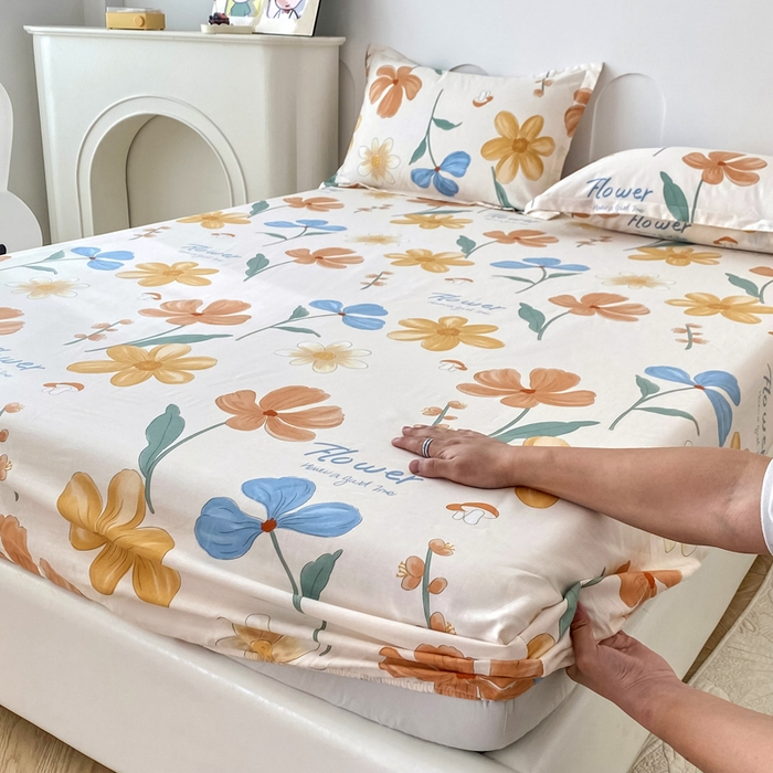 91家纺网 家纺一手货源 找家纺 帛织澜家纺 2026新款喷气12868系列纯棉印花单床笠 芙蓉出水