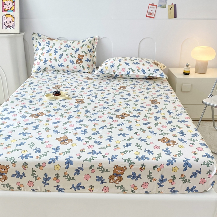 91家纺网 家纺一手货源 找家纺 帛织澜家纺 2026新款喷气12868系列纯棉印花单床笠 倍暖初妆