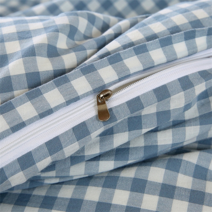 91家纺网 家纺一手货源 找家纺 凌云家纺 2025新款A类全棉水洗棉床垫套三件套四件套学生宿舍 雅致-蓝