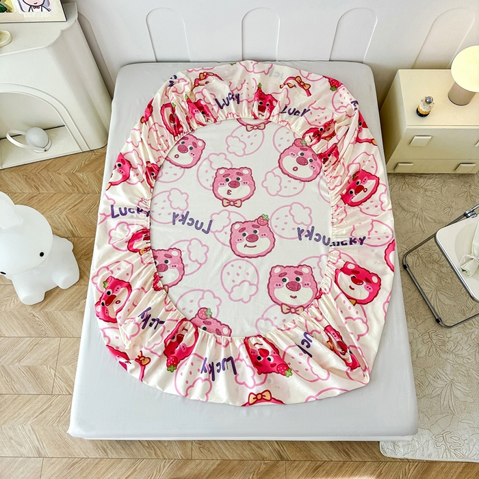 91家纺网 家纺一手货源 找家纺 帛织澜家纺 2026新款喷气12868系列纯棉印花单床笠 潮流小熊