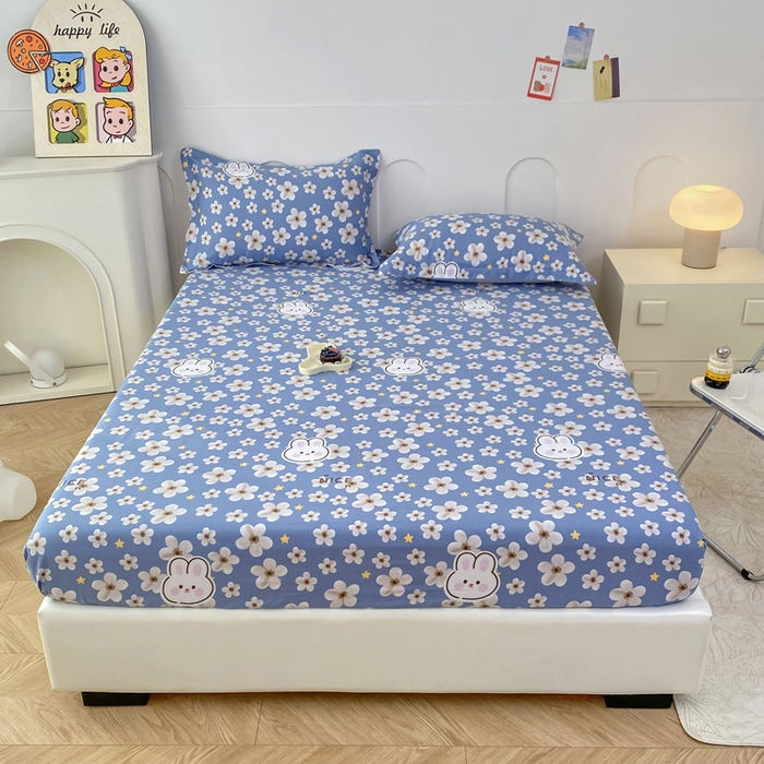 91家纺网 家纺一手货源 找家纺 帛织澜家纺 2025新款喷气12868系列纯棉印花单床笠 洛可可