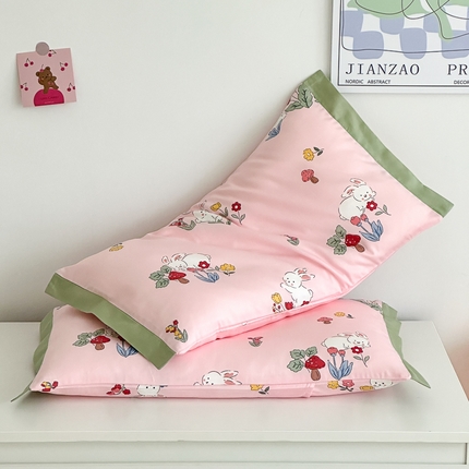 91家纺网 家纺一手货源 找家纺 （总）北鸣有鱼枕芯馆 2024新款全棉纯棉60S长绒棉儿童枕头套学生枕套卡通宝宝枕巾吸汗乳胶枕儿童可爱枕套