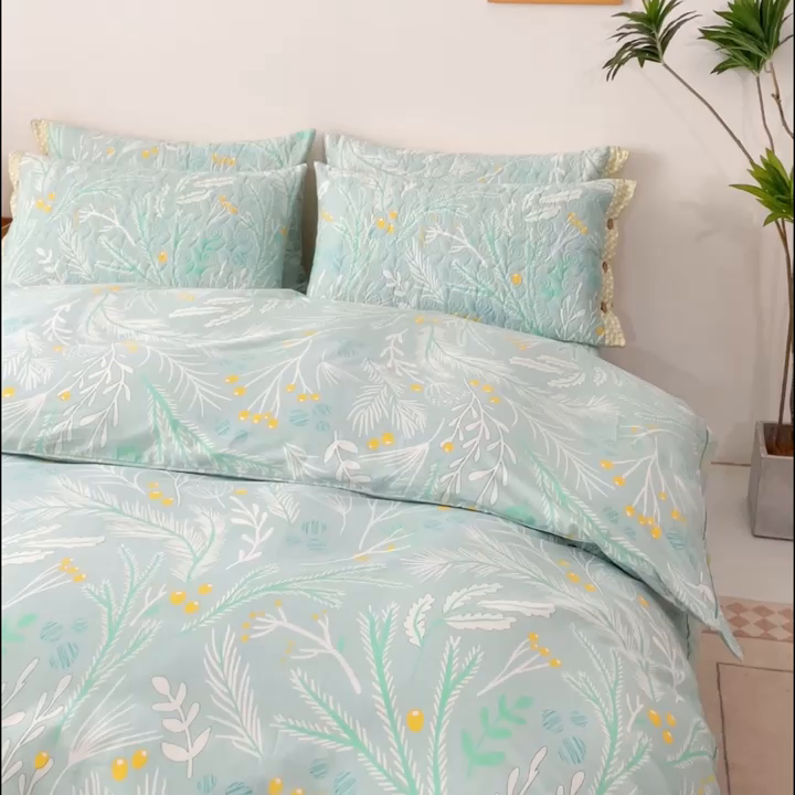 91家纺网 家纺一手货源 找家纺 优乐家纺 2025新款纯棉斜纹床盖款单层被套四件套 嫣然