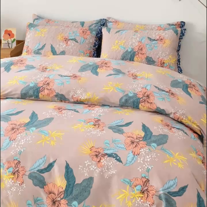 91家纺网 家纺一手货源 找家纺 优乐家纺 2025新款纯棉斜纹床盖款单层被套四件套 如沐春风