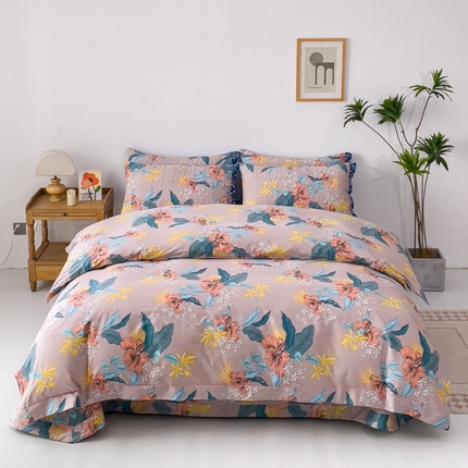 优乐家纺 2025新款纯棉斜纹床盖款单层被套四件套 如沐春风