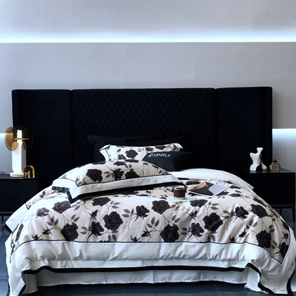 91家纺网 家纺一手货源 找家纺 馨蕊2024春夏新品100S数码印花 高级黑