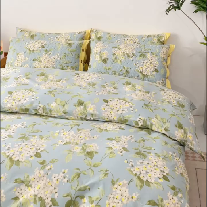 91家纺网 家纺一手货源 找家纺 优乐家纺 2025新款纯棉斜纹床盖款单层被套四件套 蜀绣