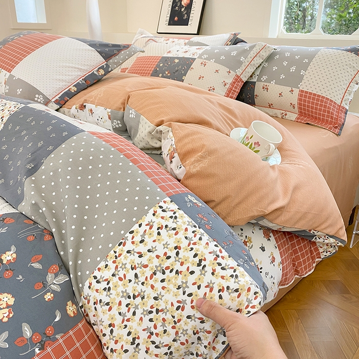 91家纺网 家纺一手货源 找家纺 家贝爱 2024春日新款A类精选高支高密水洗云锦棉四件套 花间艺桔