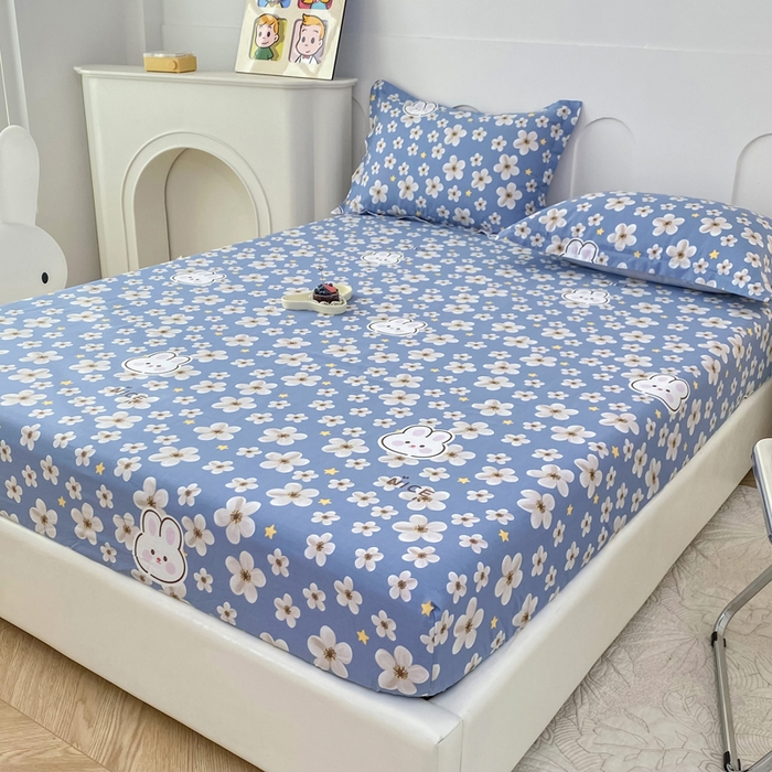 91家纺网 家纺一手货源 找家纺 帛织澜家纺 2025新款喷气12868系列纯棉印花单床笠 洛可可