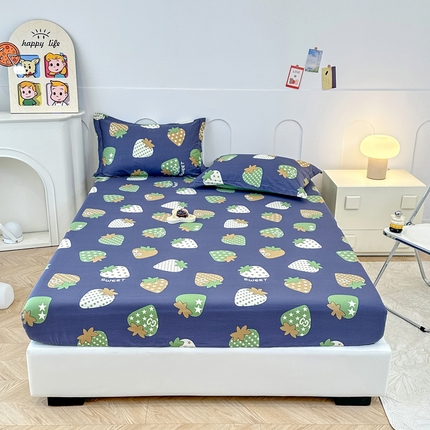 帛织澜家纺 2026新款喷气12868系列纯棉印花单床笠 草莓园