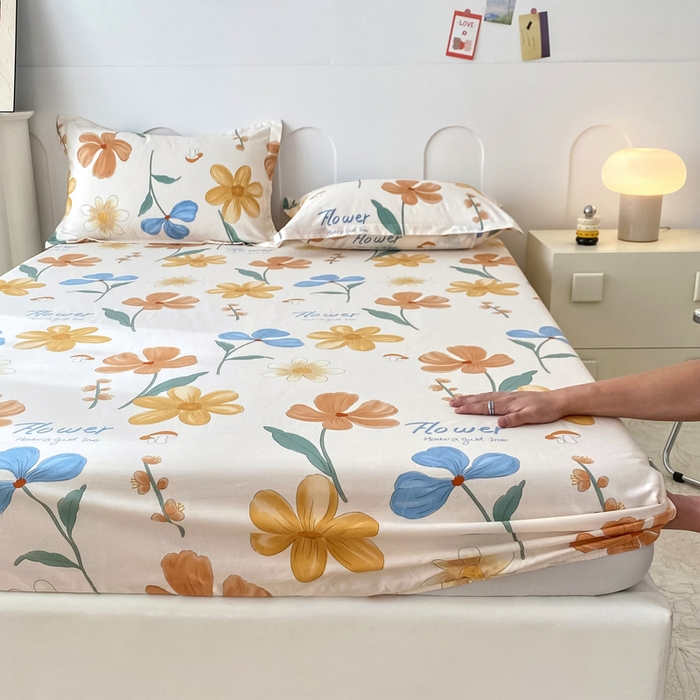 91家纺网 家纺一手货源 找家纺 帛织澜家纺 2026新款喷气12868系列纯棉印花单床笠 芙蓉出水