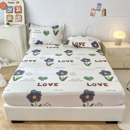 帛织澜家纺 2025新款喷气12868系列纯棉印花单床笠 绿蔓