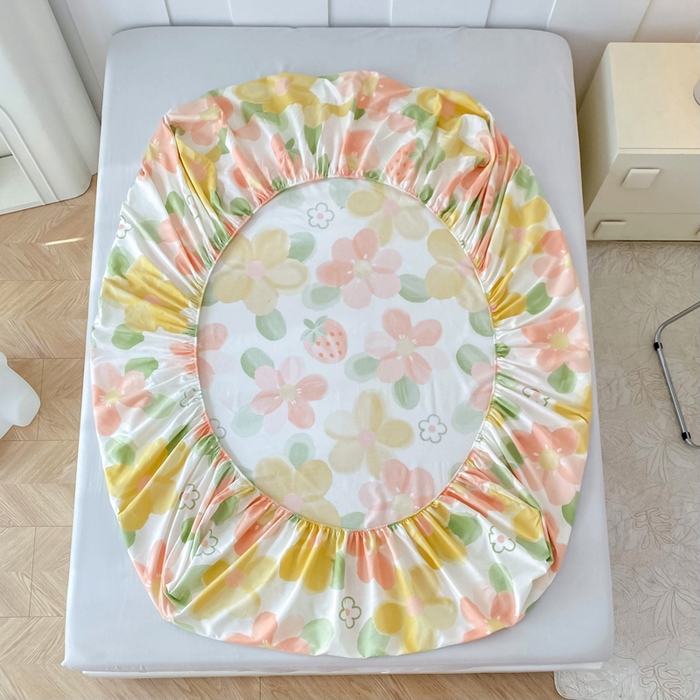 91家纺网 家纺一手货源 找家纺 帛织澜家纺 2026新款喷气12868系列纯棉印花单床笠 花季物语