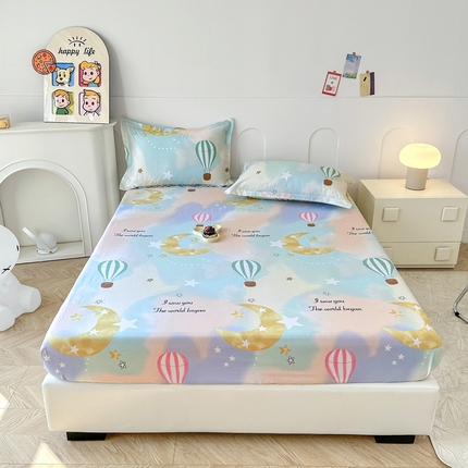 91家纺网 家纺一手货源 找家纺 帛织澜家纺 2025新款喷气12868系列纯棉印花单床笠 热气球