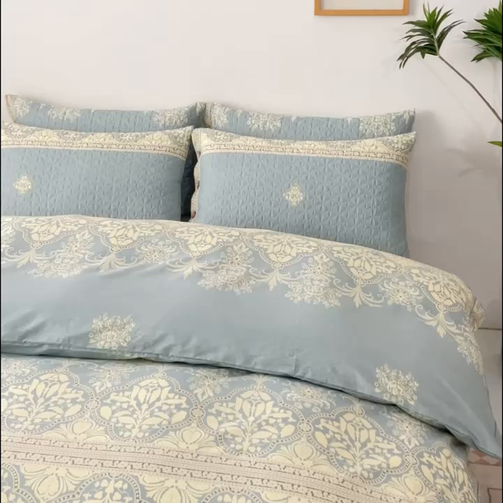 91家纺网 家纺一手货源 找家纺 优乐家纺 2025新款纯棉斜纹床盖款单层被套四件套 爱西西里