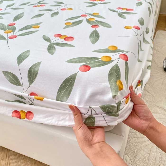 91家纺网 家纺一手货源 找家纺 帛织澜家纺 2026新款喷气12868系列纯棉印花单床笠 花果