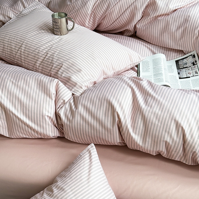 91家纺网 家纺一手货源 找家纺 窝米 2024新款13370全棉极简风四件套系列 莫妮粉