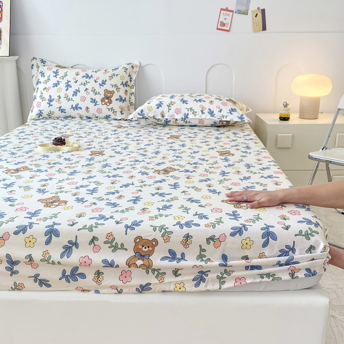 91家纺网 家纺一手货源 找家纺 帛织澜家纺 2026新款喷气12868系列纯棉印花单床笠 倍暖初妆