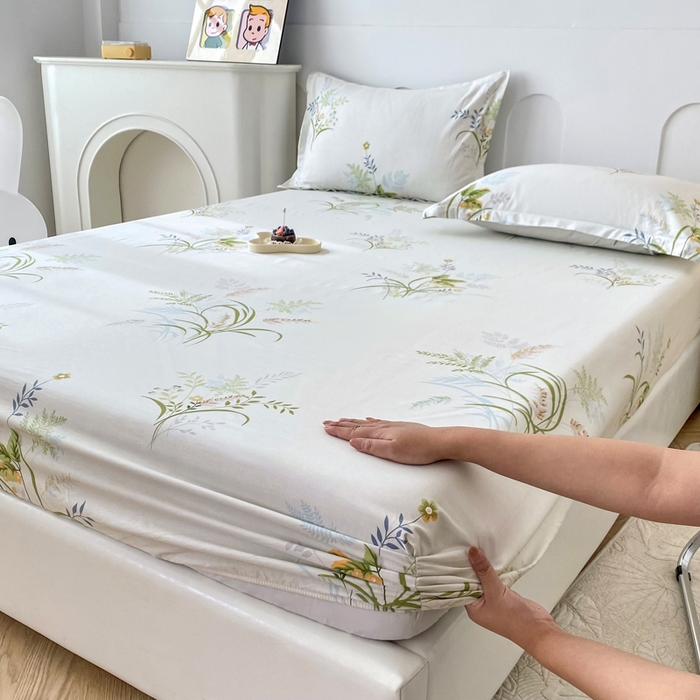 91家纺网 家纺一手货源 找家纺 帛织澜家纺 2025新款喷气12868系列纯棉印花单床笠 香草集