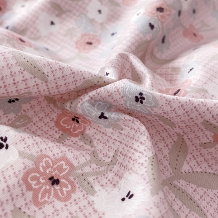 91家纺网 家纺一手货源 找家纺 优乐家纺 2025新款纯棉斜纹床盖款单层被套四件套 花语