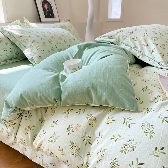 91家纺网 家纺一手货源 找家纺 家贝爱 2024春日新款A类精选高支高密水洗云锦棉四件套 春意