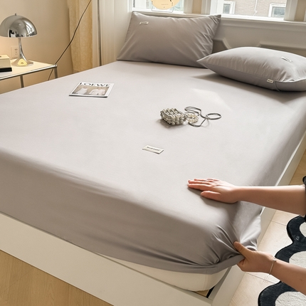 91家纺网 家纺一手货源 找家纺 眠博士 2024新款全棉40支简约加厚纯色单品系列-单床笠 床笠-银灰