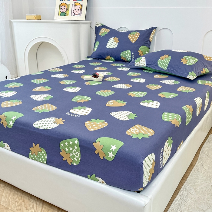 91家纺网 家纺一手货源 找家纺 帛织澜家纺 2026新款喷气12868系列纯棉印花单床笠 草莓园