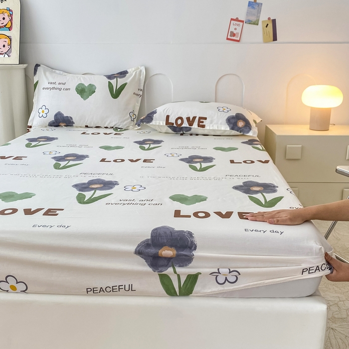 91家纺网 家纺一手货源 找家纺 帛织澜家纺 2025新款喷气12868系列纯棉印花单床笠 绿蔓