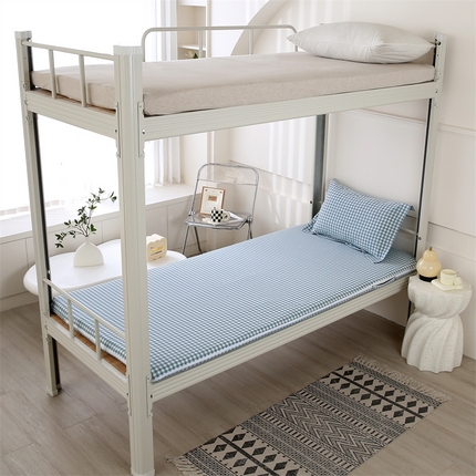 91家纺网 家纺一手货源 找家纺 凌云家纺 2025新款A类全棉水洗棉床垫套三件套四件套学生宿舍 雅致-蓝