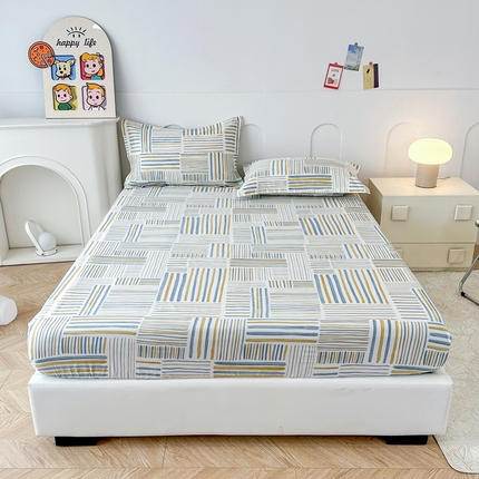 帛织澜家纺 2025新款喷气12868系列纯棉印花单床笠 条纹时代