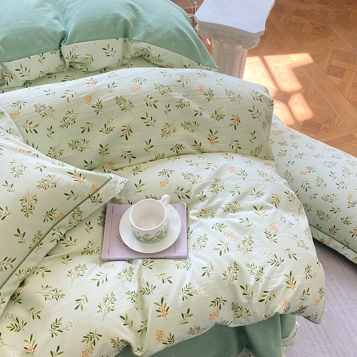 91家纺网 家纺一手货源 找家纺 家贝爱 2024春日新款A类精选高支高密水洗云锦棉四件套 春意