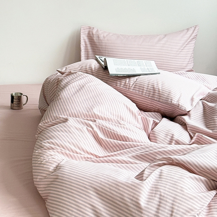 91家纺网 家纺一手货源 找家纺 窝米 2024新款13370全棉极简风四件套系列 莫妮粉