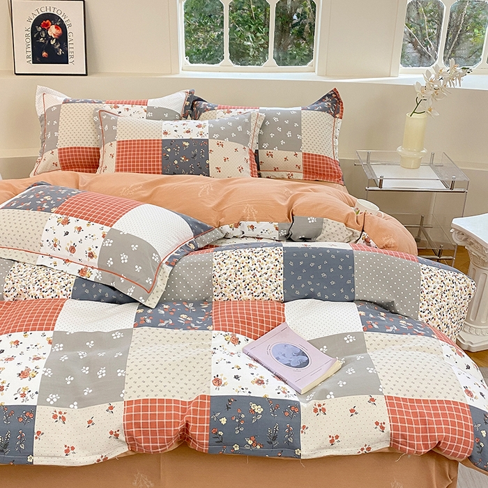 91家纺网 家纺一手货源 找家纺 家贝爱 2024春日新款A类精选高支高密水洗云锦棉四件套 花间艺桔