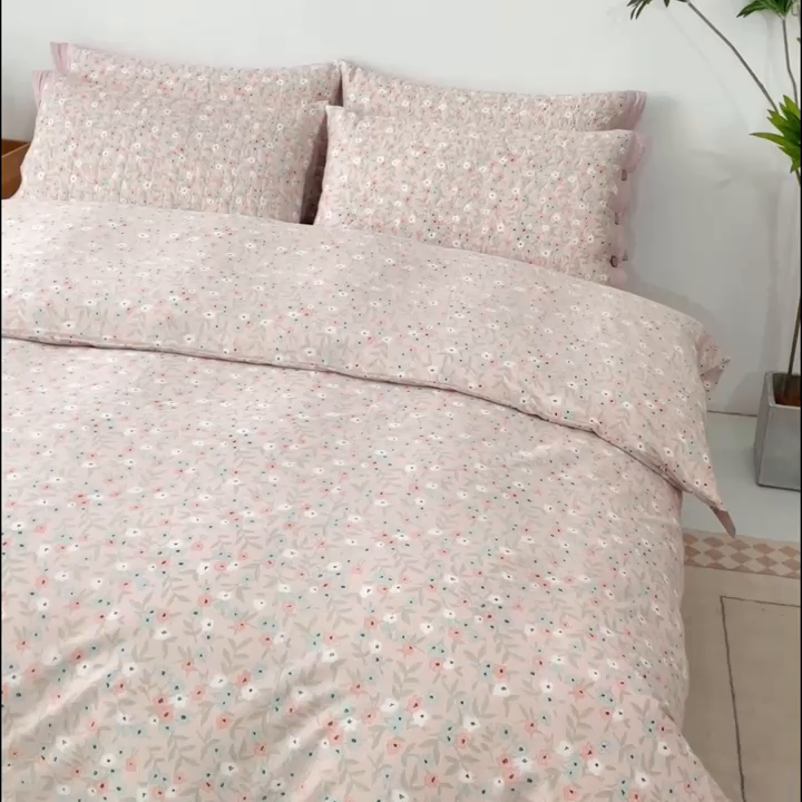 91家纺网 家纺一手货源 找家纺 优乐家纺 2025新款纯棉斜纹床盖款单层被套四件套 花语