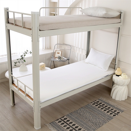 91家纺网 家纺一手货源 找家纺 凌云家纺 2025新款A类全棉水洗棉床垫套三件套四件套学生宿舍 月光-白