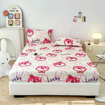 帛织澜家纺 2026新款喷气12868系列纯棉印花单床笠 潮流小熊