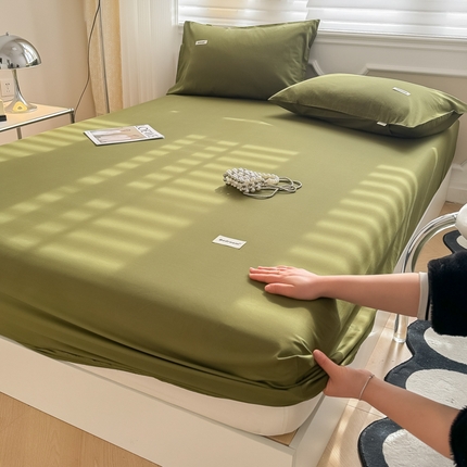 91家纺网 家纺一手货源 找家纺 眠博士 2024新款全棉40支简约加厚纯色单品系列-单床笠 床笠-军绿