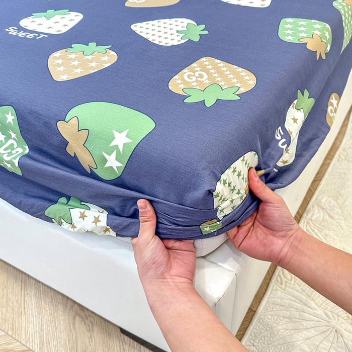 91家纺网 家纺一手货源 找家纺 帛织澜家纺 2026新款喷气12868系列纯棉印花单床笠 草莓园