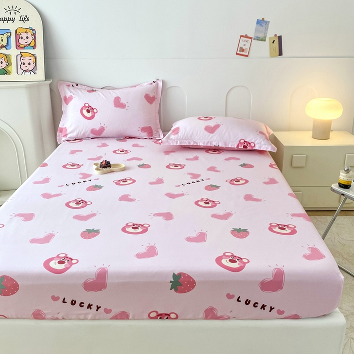 91家纺网 家纺一手货源 找家纺 帛织澜家纺 2025新款喷气12868系列纯棉印花单床笠 甜心乐园