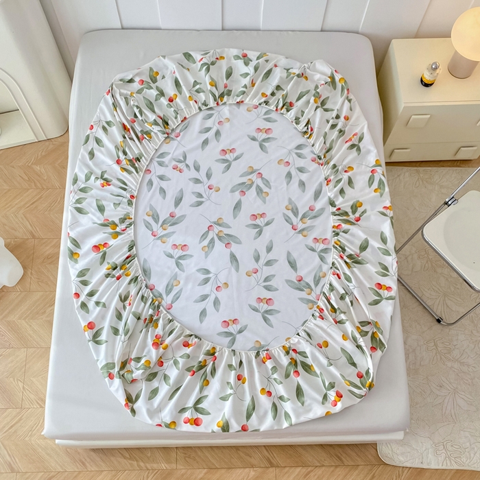 91家纺网 家纺一手货源 找家纺 帛织澜家纺 2026新款喷气12868系列纯棉印花单床笠 花果