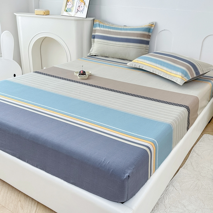 91家纺网 家纺一手货源 找家纺 帛织澜家纺 2025新款喷气12868系列纯棉印花单床笠 莫兰迪