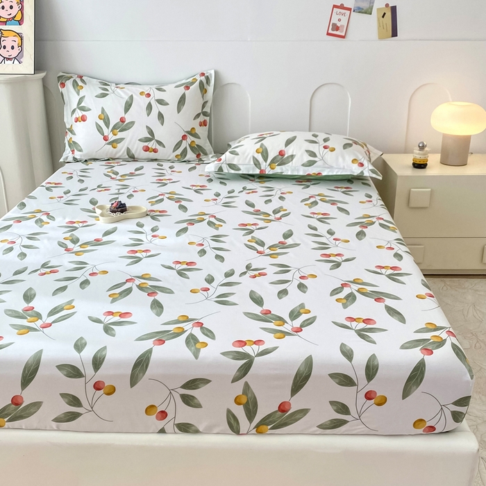 91家纺网 家纺一手货源 找家纺 帛织澜家纺 2026新款喷气12868系列纯棉印花单床笠 花果