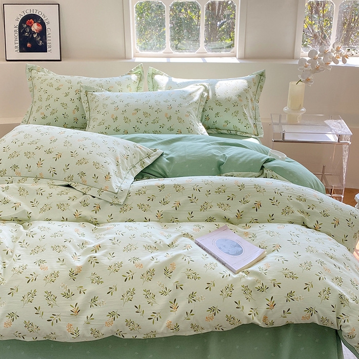 91家纺网 家纺一手货源 找家纺 家贝爱 2024春日新款A类精选高支高密水洗云锦棉四件套 春意